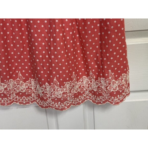 Pink Owl Womens Coral Polka Dot Sleeveless Pullover Tank Dress Size M Bow Back - Picture 4 of 8